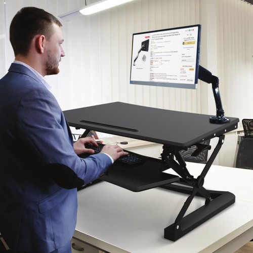 Sit-stand desktop workstation