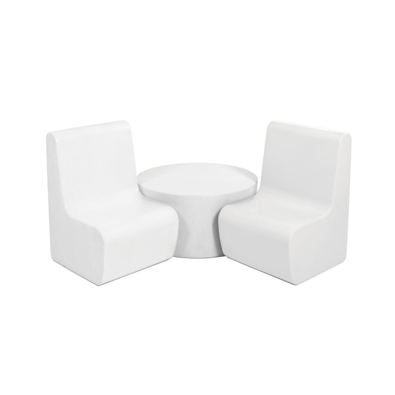 Set of 2 chairs and round foam table for kindergarten