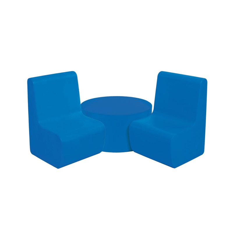 Set of 2 chairs and round foam table for kindergarten