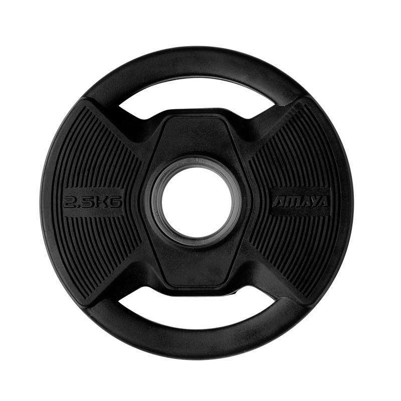 Plato Olímpico Pro con Agarres Black Rubber Negro