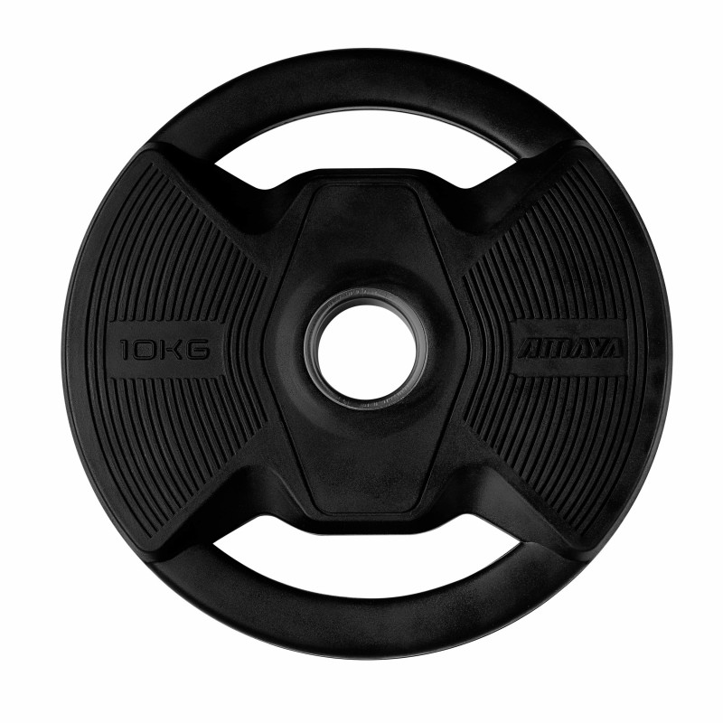 Plato Olímpico Pro con Agarres Black Rubber Negro