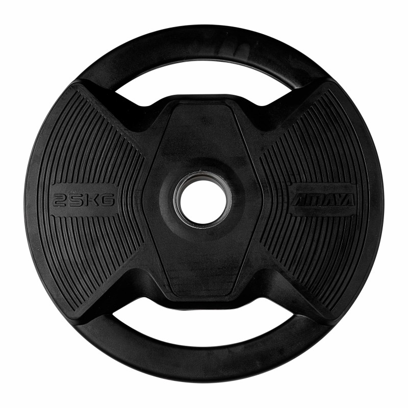 Plato Olímpico Pro con Agarres Black Rubber Negro