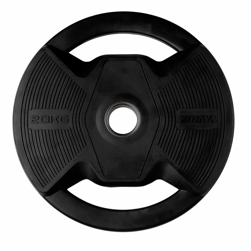 Plato Olímpico Pro con Agarres Black Rubber Negro