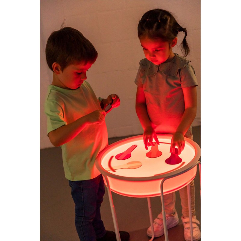 Led sensory tray with adjustable support