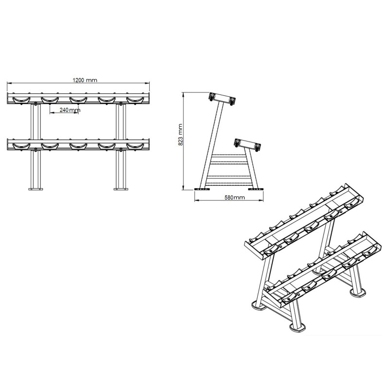 Soporte Mancuernas Redondas 5 pares