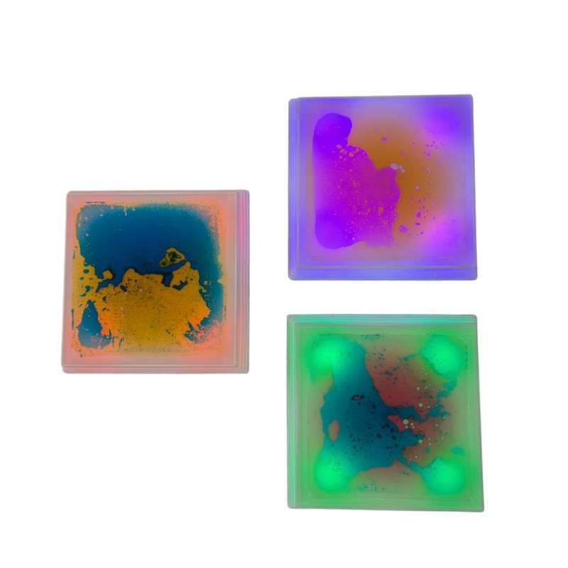 Bases Cuadradas Sensoriales con Líquido e Iluminación LED - Set de 3