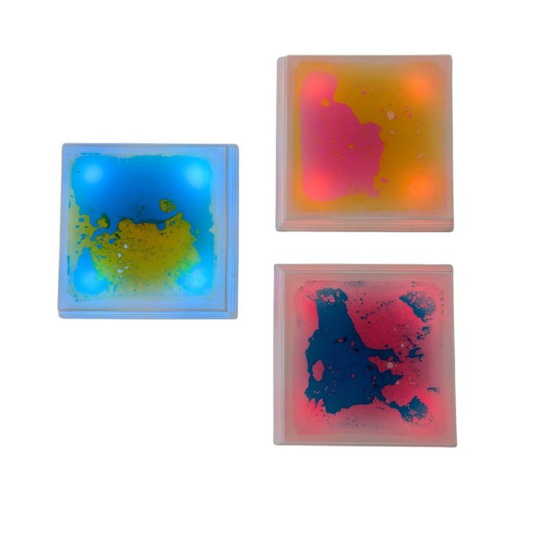Bases Cuadradas Sensoriales con Líquido e Iluminación LED - Set de 3