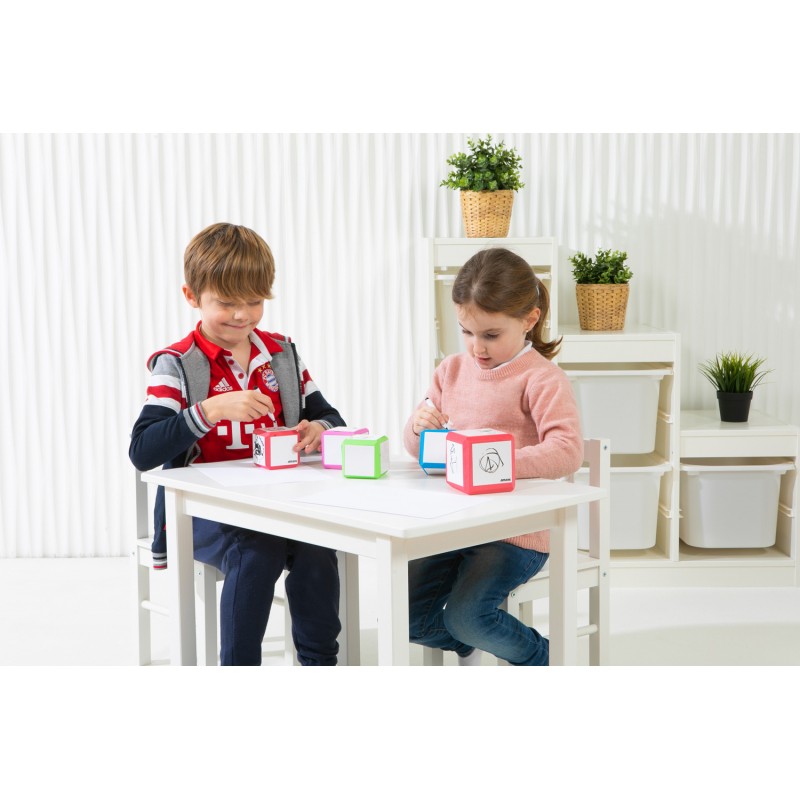 Dado EVA Pizarra 75 x 75 mm. Set 4 unidades. + Rotulador