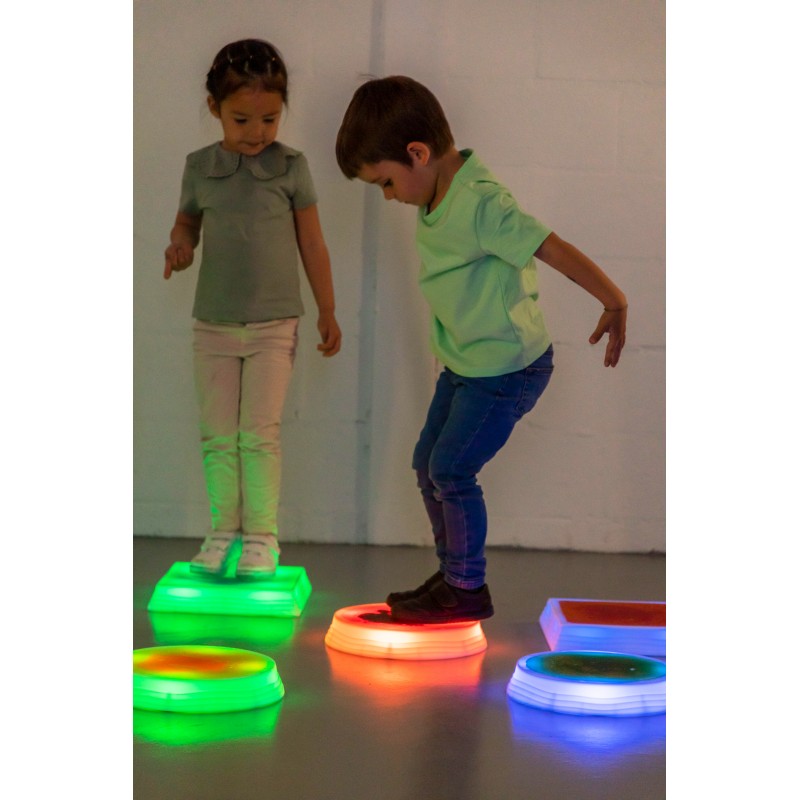 Bases Redondas Sensoriales con Líquido e Iluminación LED - Set de 3