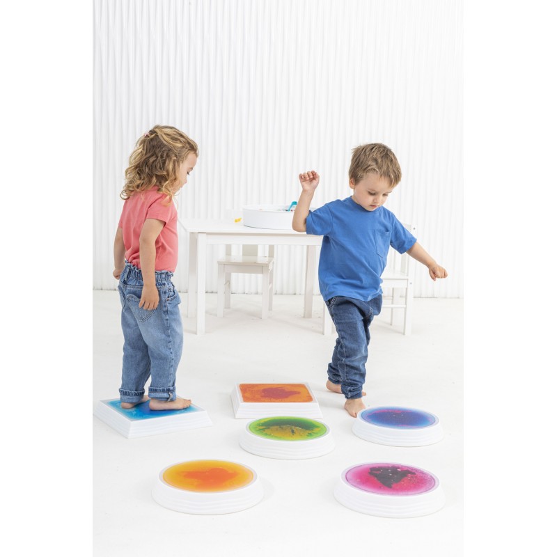 Bases Redondas Sensoriales con Líquido e Iluminación LED - Set de 3
