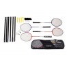 Set 4 raquetas de badminton con postes, red, 2 volantes y bolso