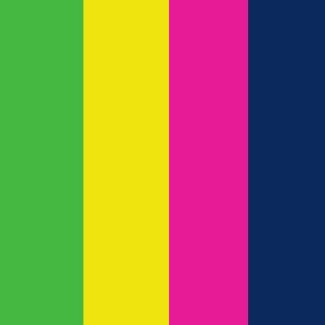 7. Blue/Fuchsia/Yellow/Green