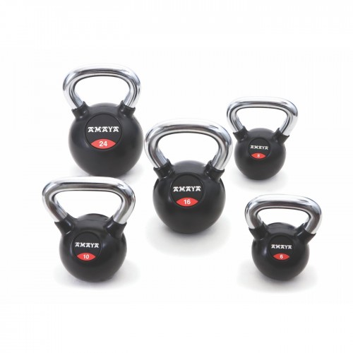 Kettlebell de caucho con mango cromado