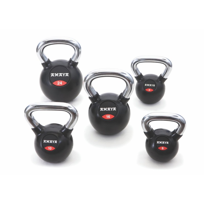 Kettlebell de caucho con mango cromado