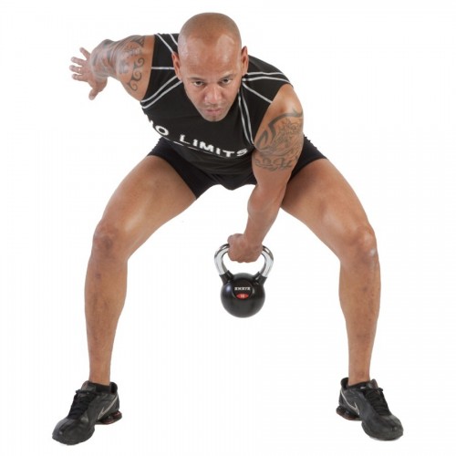 Kettlebell de caucho con mango cromado