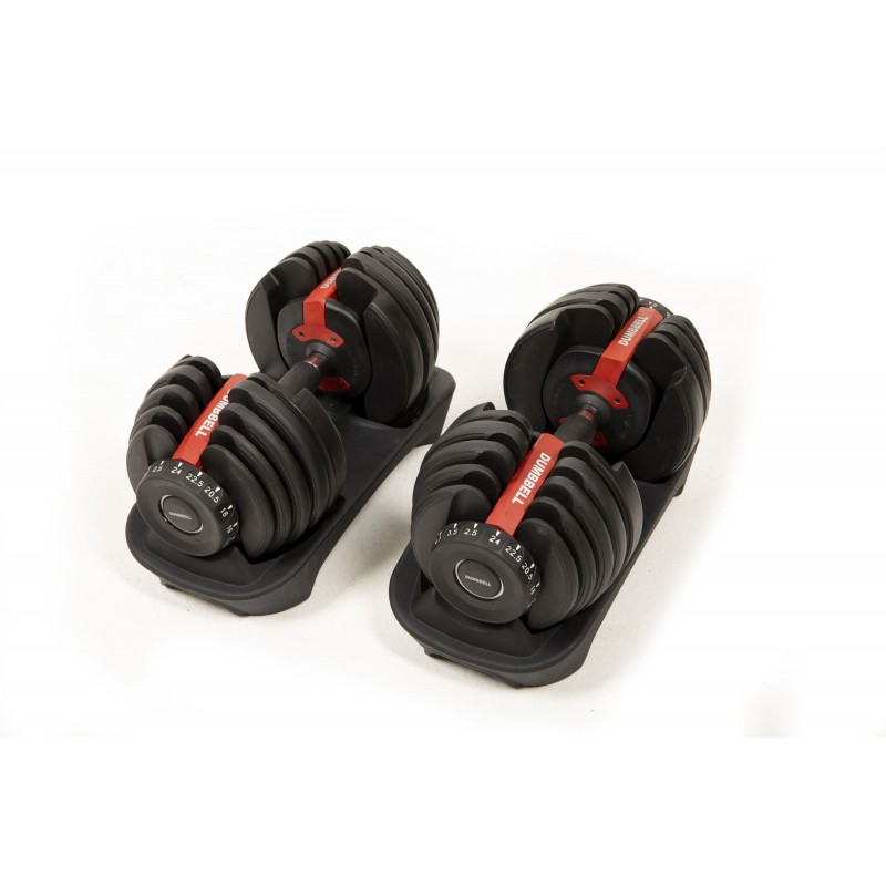 Adjustable Dumbbells Set (2 Units) with Stand – 2 to 24 kg or 4.5 to 41 kg