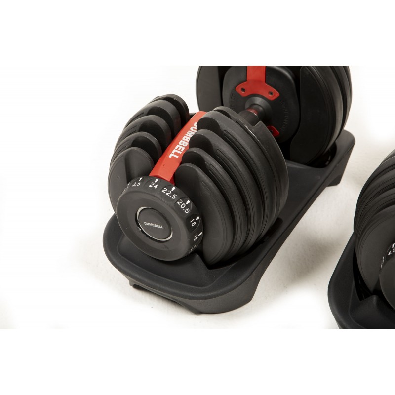 Adjustable Dumbbells Set (2 Units) with Stand – 2 to 24 kg or 4.5 to 41 kg