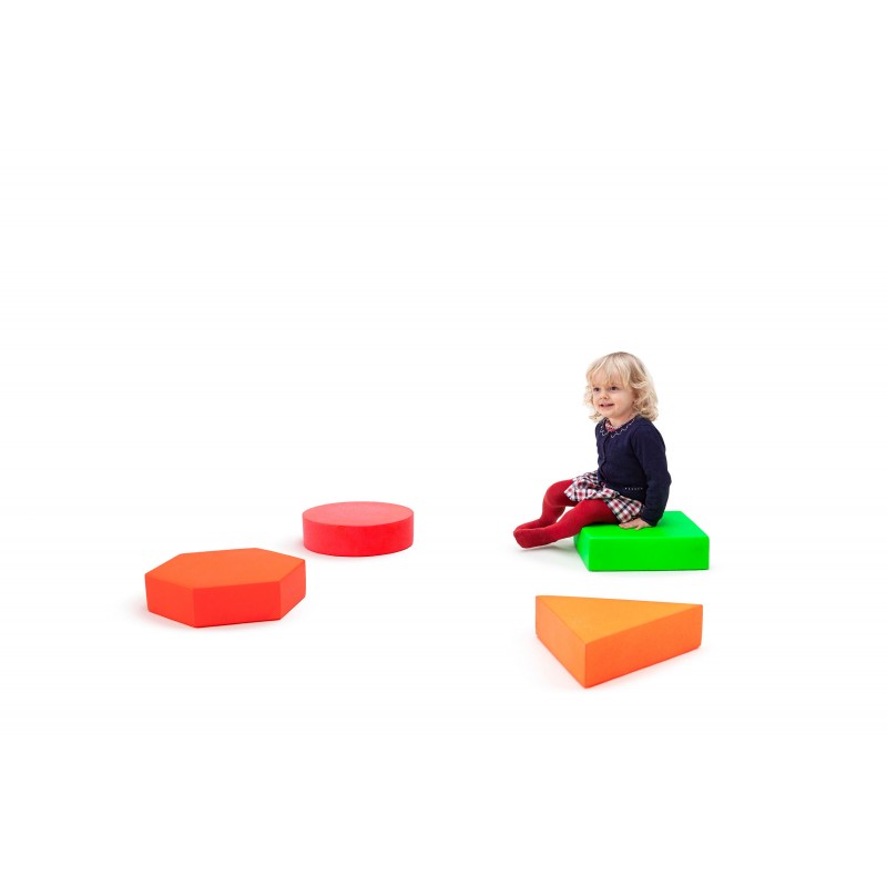 Set of square, triangle, circle and hexagon cushions