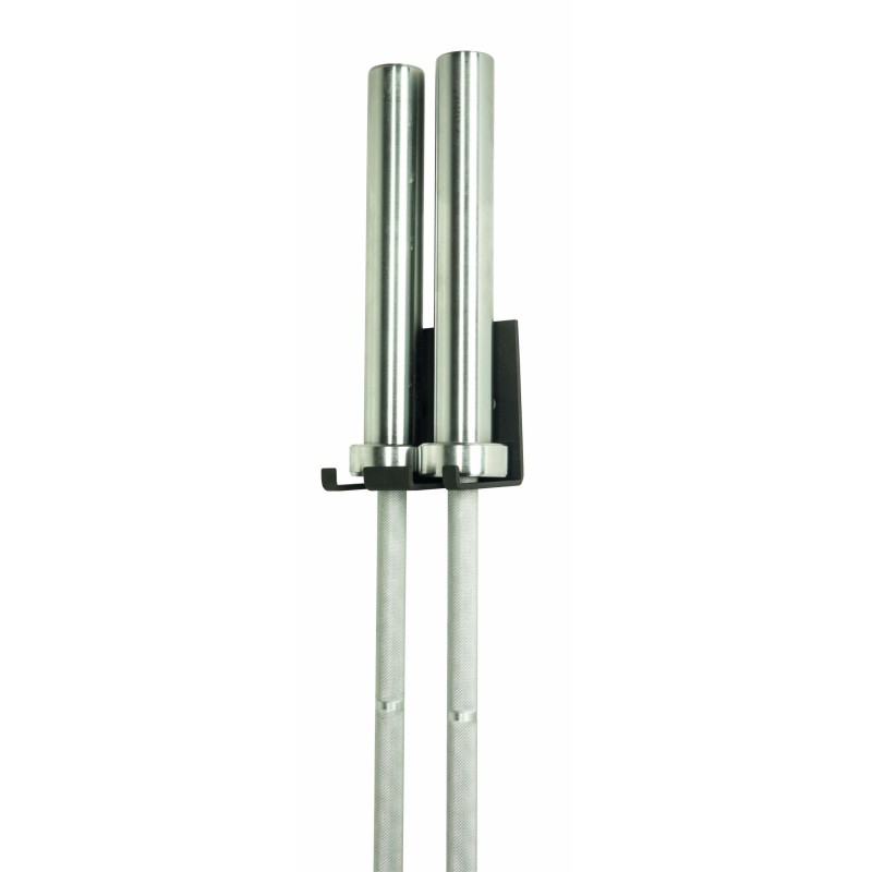 Vertical wall mount for two Olympic bars