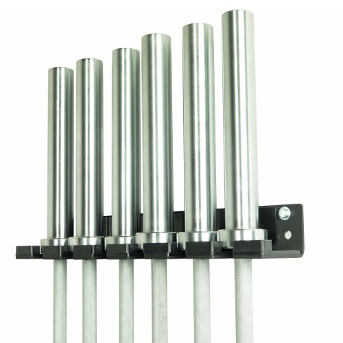 Soporte vertical de pared para seis barras olímpicas