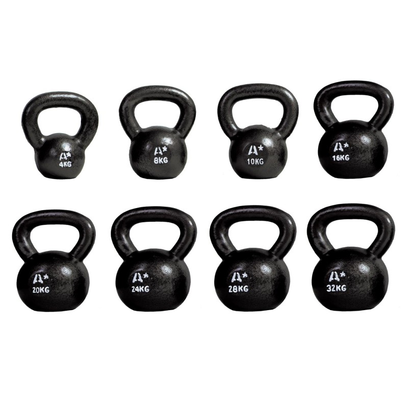 Kettlebell Cast Iron Pesa Rusa Kettlebell Hierro Fundido – Negro, 4 a 32 kg