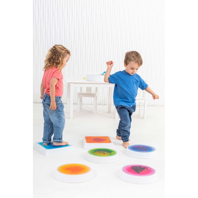 Bases Redondas Sensoriales con Líquido e Iluminación LED - Set de 6