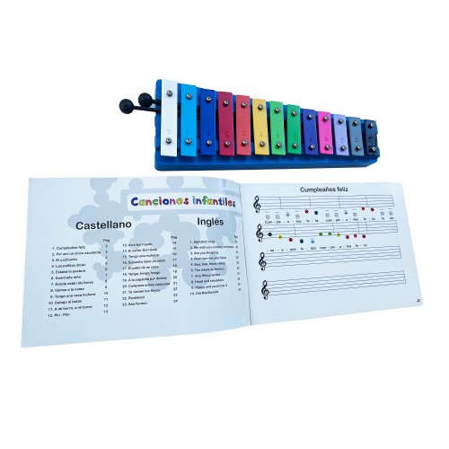 CARRILLON INFANTIL CON LIBRO PARTITURAS