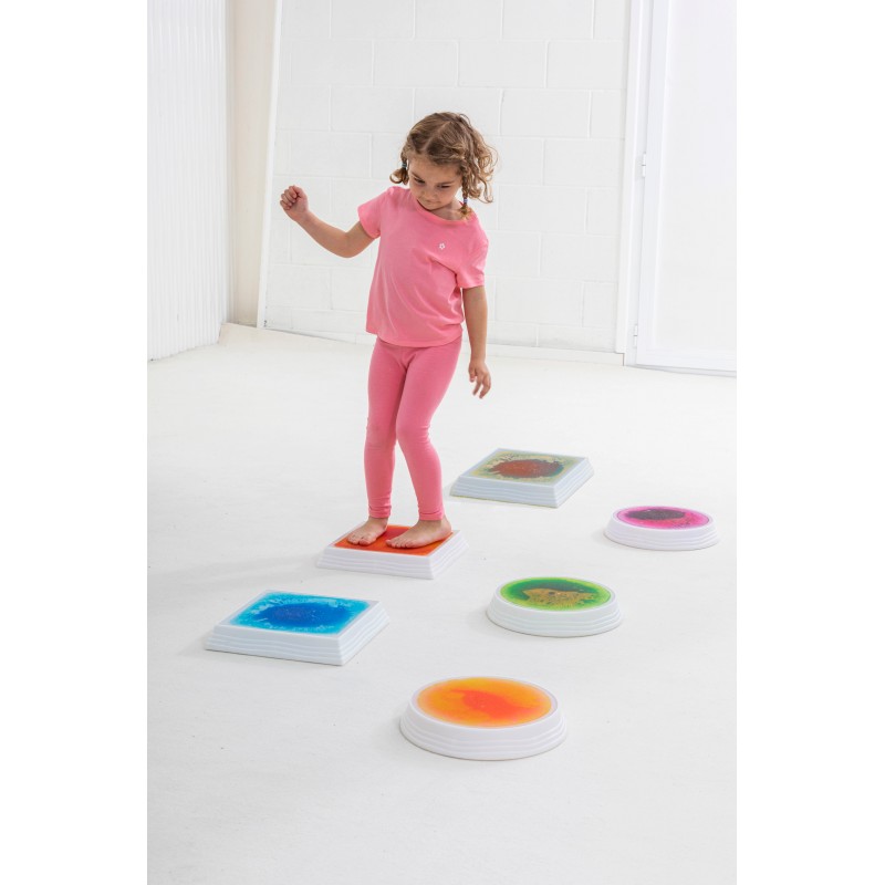 Bases Redondas Sensoriales con Líquido e Iluminación LED - Set de 3