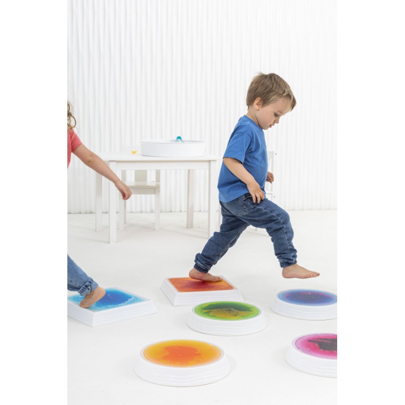 Bases Redondas Sensoriales con Líquido e Iluminación LED - Set de 3