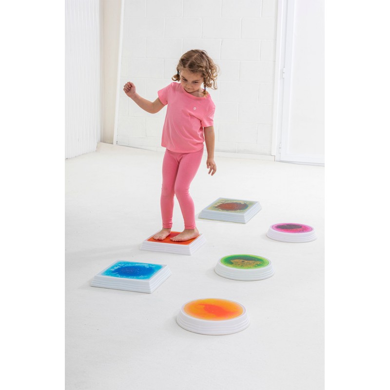 Bases Cuadradas Sensoriales con Líquido e Iluminación LED - Set de 3